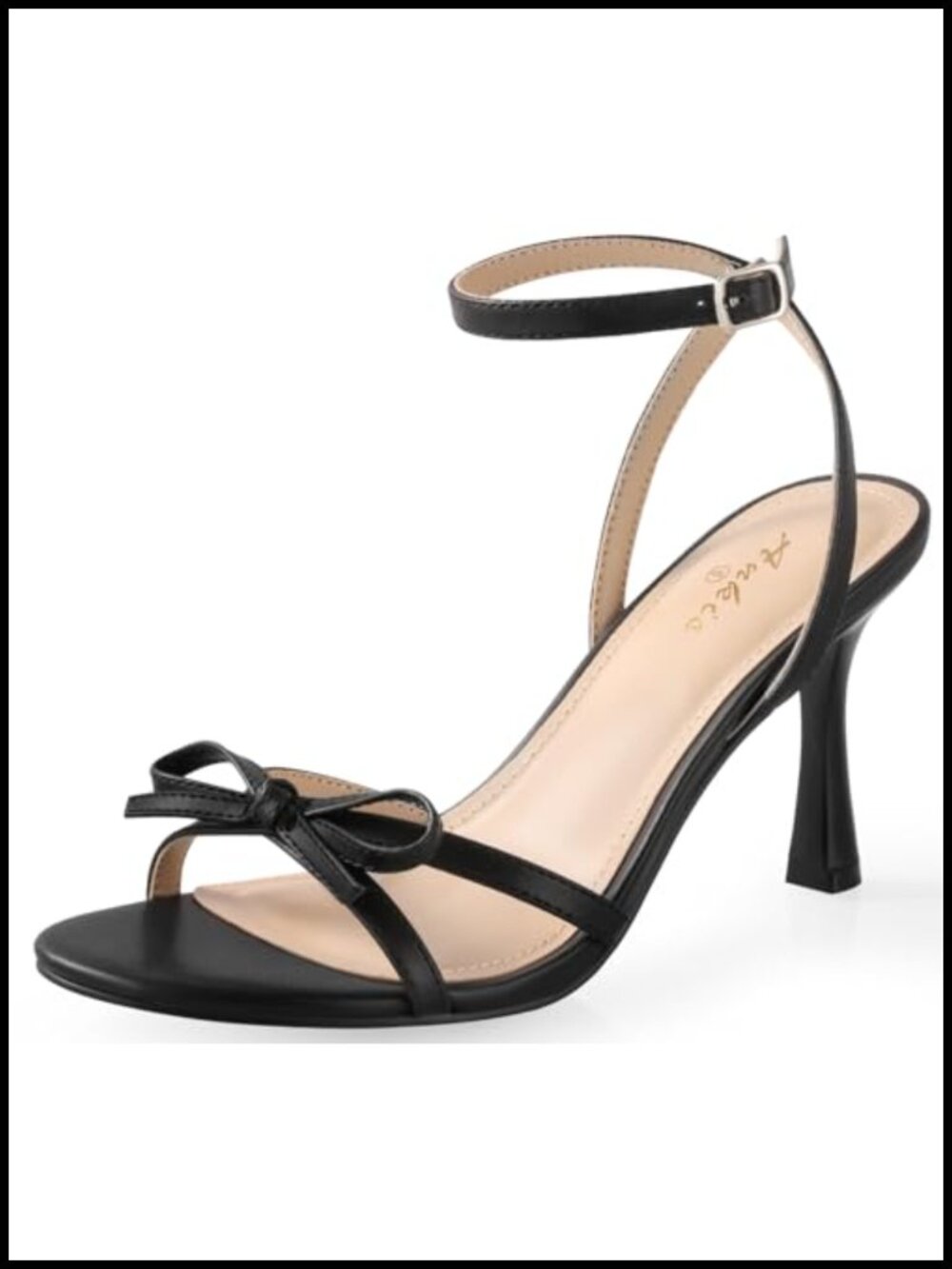 Strappy Kitten Heels with Bow Open Toe Faux Leather Sandals 3IN Heel